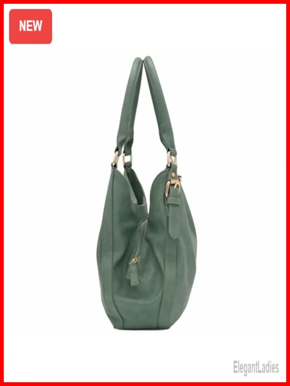 Lightweight Faux Leather 3 Compartment Medium Hobo Bag Top Handles